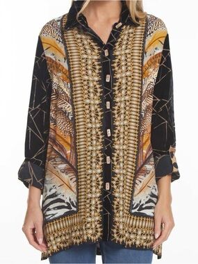 John Mark Velvet Collard, Mother of Pearl Button Down Blouse